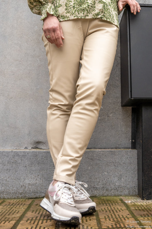 Beige Leather Pants